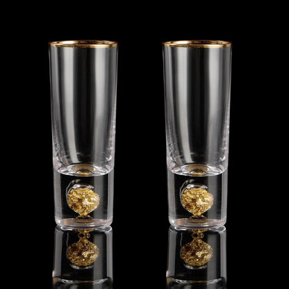 Kristall Schnapsgläser mit 24K Blattgold - 2er Set