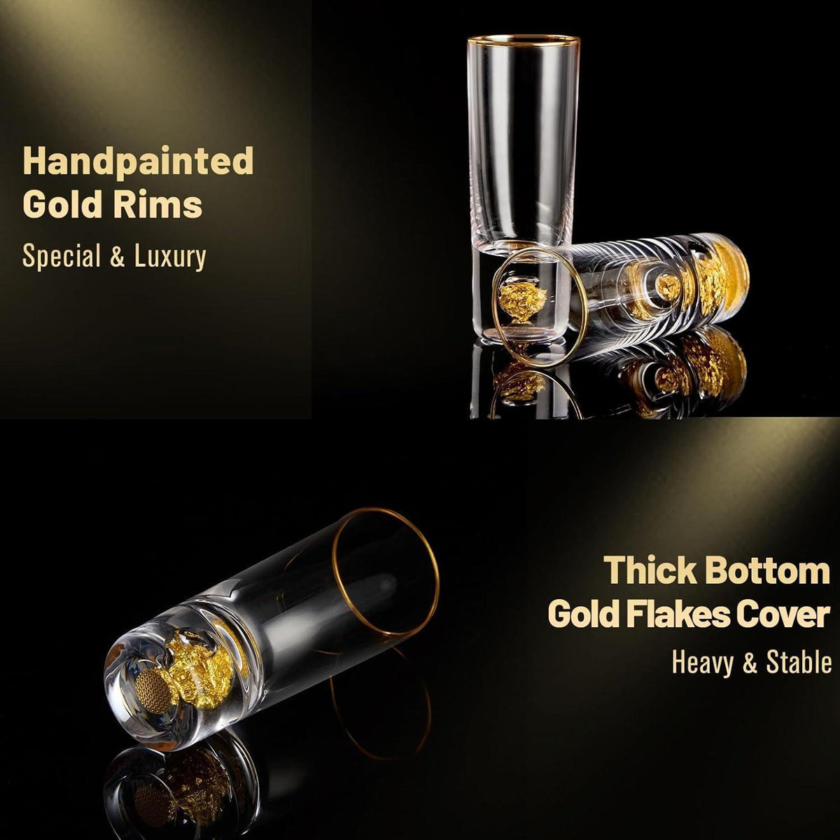 Kristall Schnapsgläser mit 24K Blattgold - 2er Set