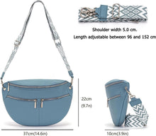 Snmoec Bauchtasche Damen Groß Vegan Leder Umhängetasche Blau