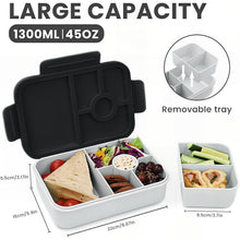 Bento Box Kinder 1300ML Auslaufsicher mit 5 Fächern Schwarz