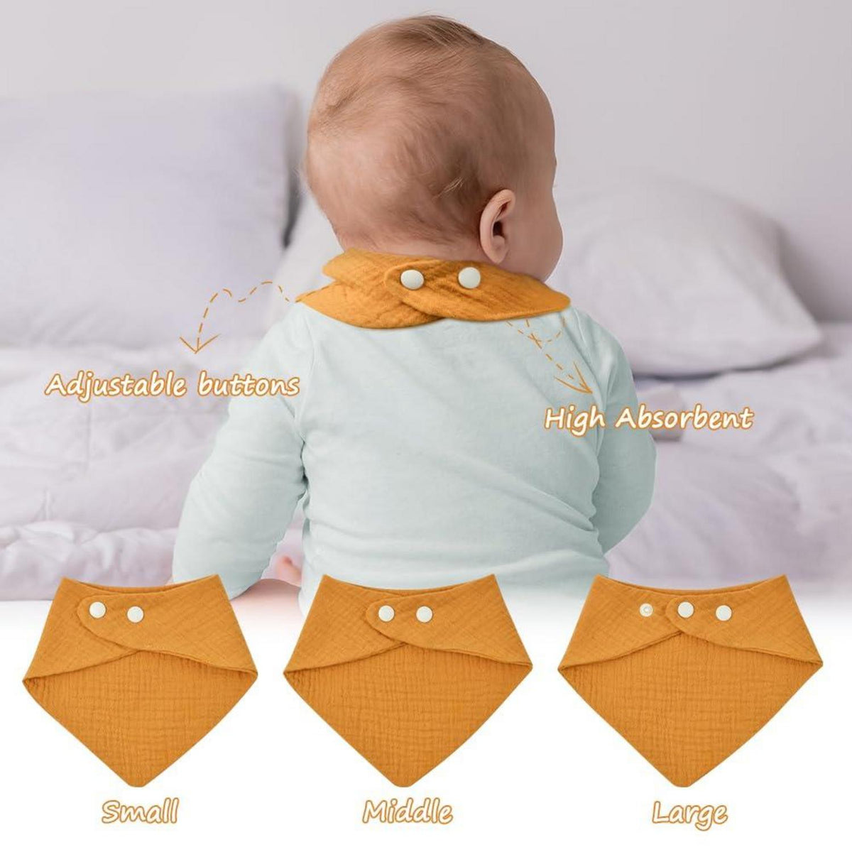 Baby Musselin Halstuch 10er Set mit verstellbaren Druckknöpfen