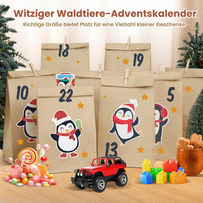 Adventskalender Pinguine Tüten zum Befüllen groß DIY