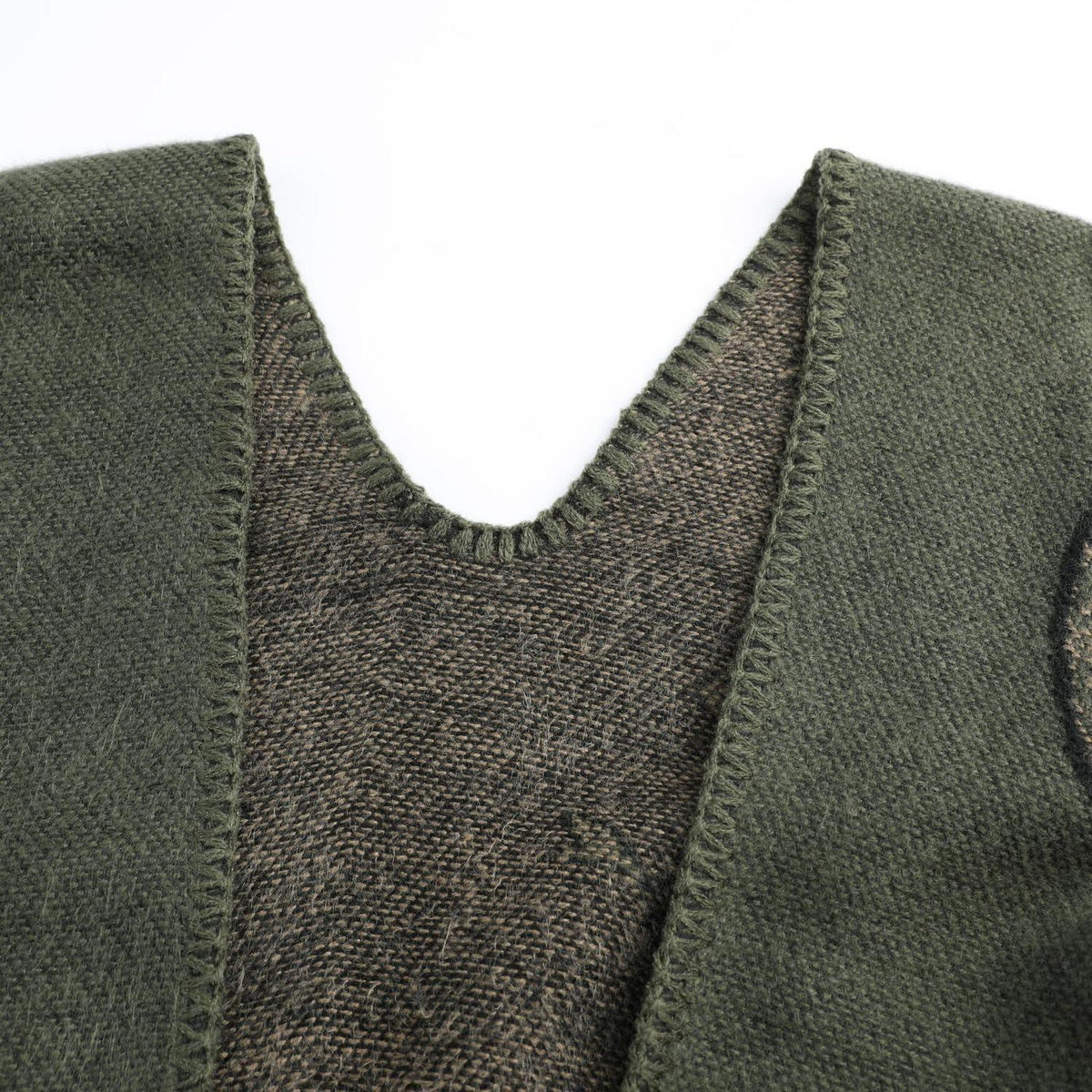 Damen Poncho Cape Grün Einheitsgröße Kuschelig Warm