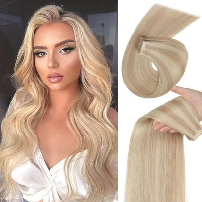 Echthaar Tape Extensions Aschblond 55cm (22 Zoll)