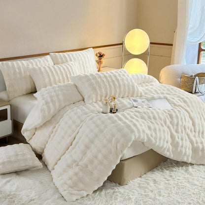 Plüsch Bettwäsche 135x200 - Warm & Kuschelig Creme Weiß