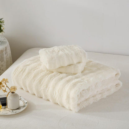 Plüsch Bettwäsche 135x200 - Warm & Kuschelig Creme Weiß