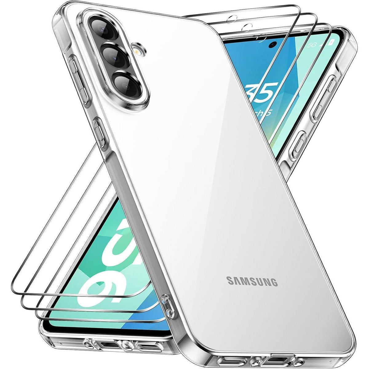 Transparente Handyhülle mit 3x Panzerglas für Samsung Galaxy A56