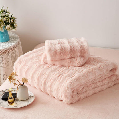 Plüsch Bettwäsche Set Rosa 200x220 cm - Winterwarm & Kuschelig
