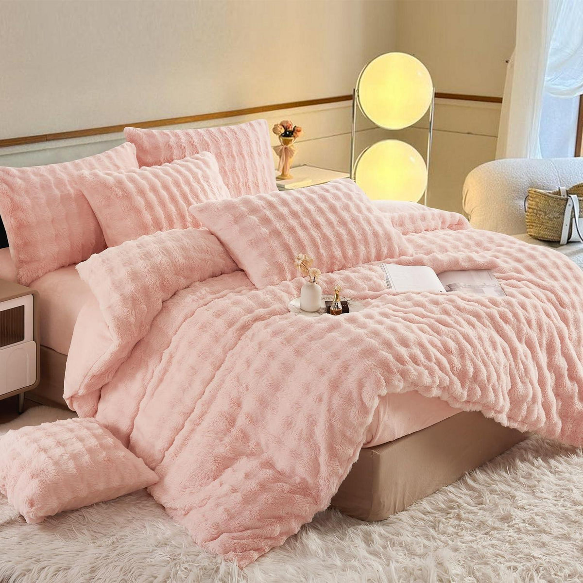 Plüsch Bettwäsche 135x200 Rosa – Winterwarm & Kuschelig