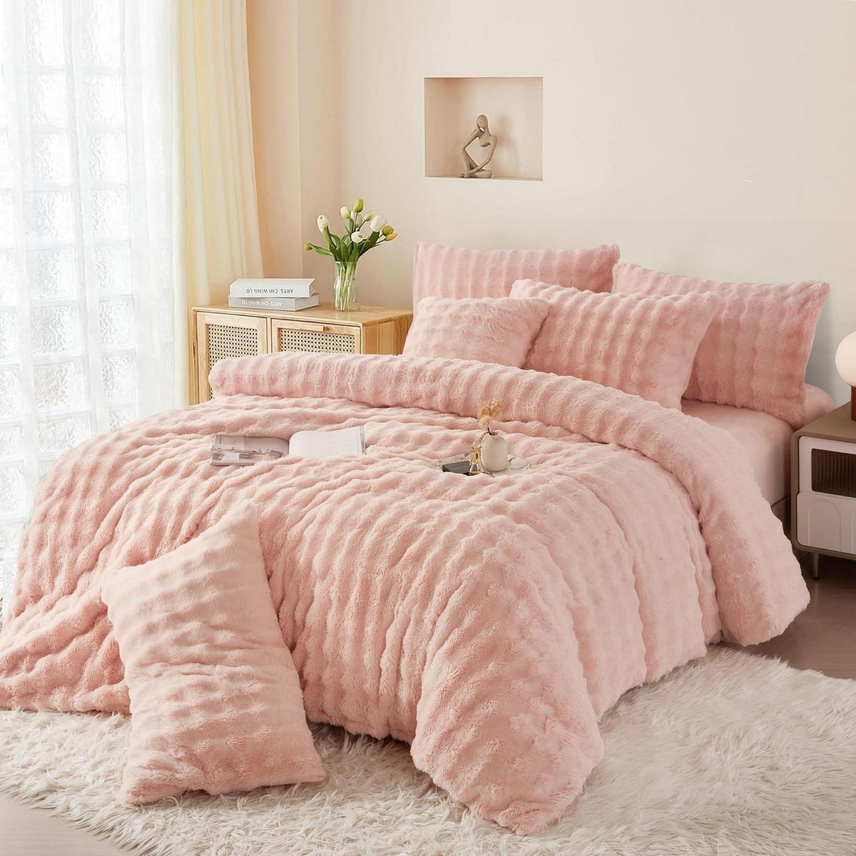 Plüsch Bettwäsche 135x200 Rosa – Winterwarm & Kuschelig