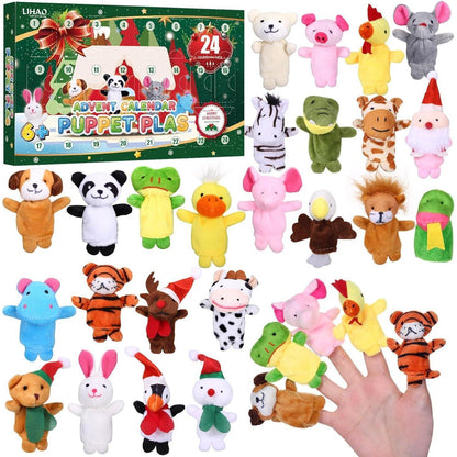 Adventskalender Kinder mit 24 Tier-Fingerpuppen für Weihnachten