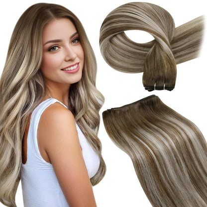 Echthaar Tressen Braun Balayage Blond 40cm 100g