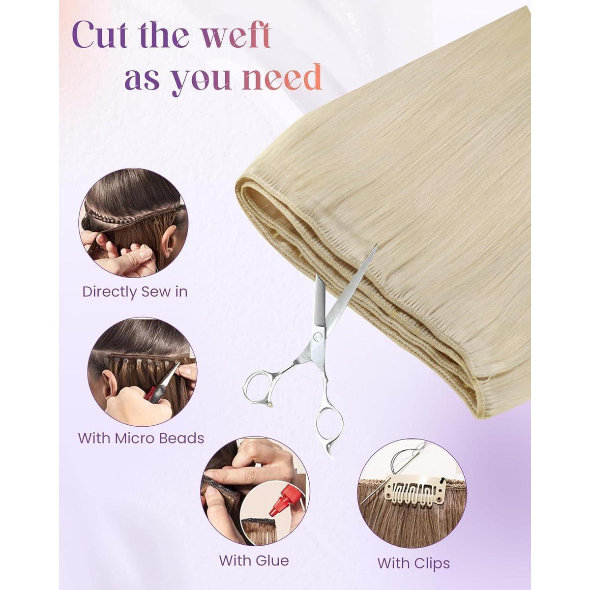 Blond Echthaar Tressen zum Einnähen - Remy Extensions 45cm