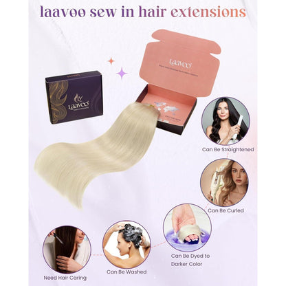 Blond Echthaar Tressen zum Einnähen - Remy Extensions 45cm