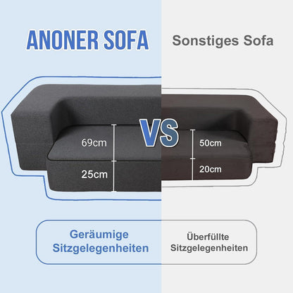 Modernes Klappsofa mit Memory-Schaum & Schlaffunktion – Dunkelgrau