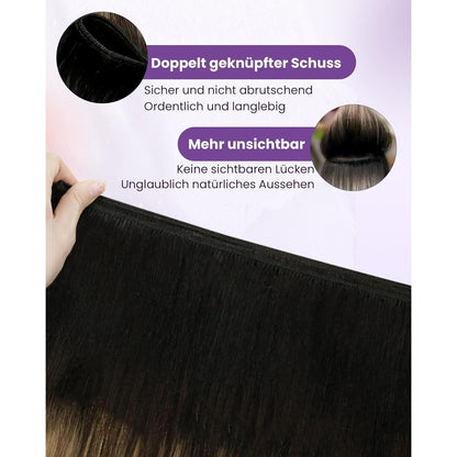 Echthaar Tressen Blayage Schwarz Ombre 55cm - 100g #1b/4/27