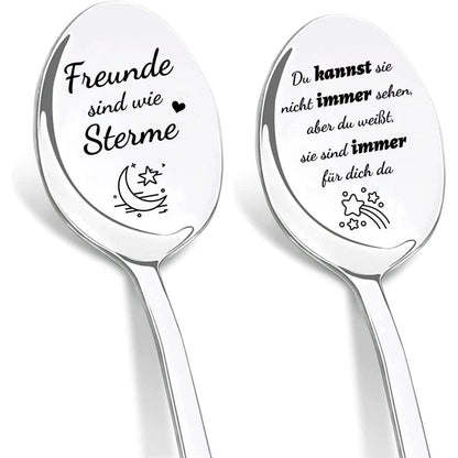 Kaffeelöffel mit Gravur "Freunde sind wie Sterne" - Geschenk für Freundin