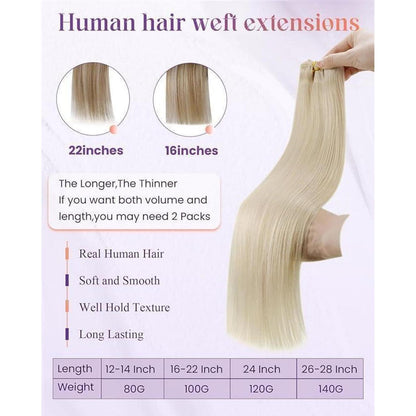 Blond Remy Echthaar Tressen 40cm - Haarverlängerung