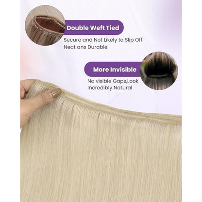 Blond Remy Echthaar Tressen 40cm - Haarverlängerung