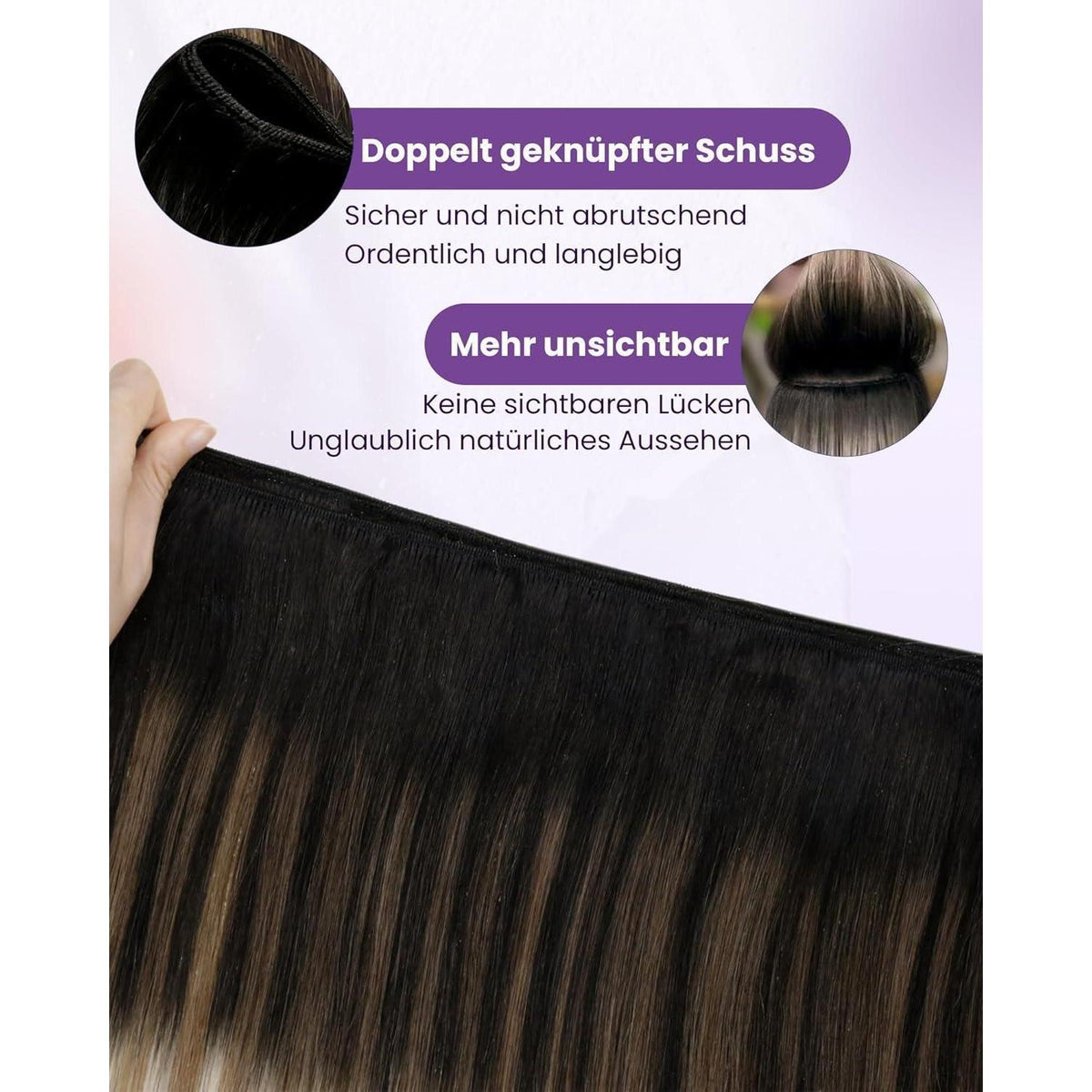 Echthaar Tressen Ombre Schwarz-Karamellblond 55cm 100g