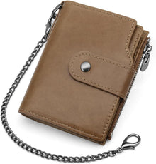 Herren Geldbeutel RFID Schutz Echtes Leder Brieftasche mit Kette