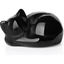 Obsidian Katze Figur Schlafende Katze Statue Edelstein