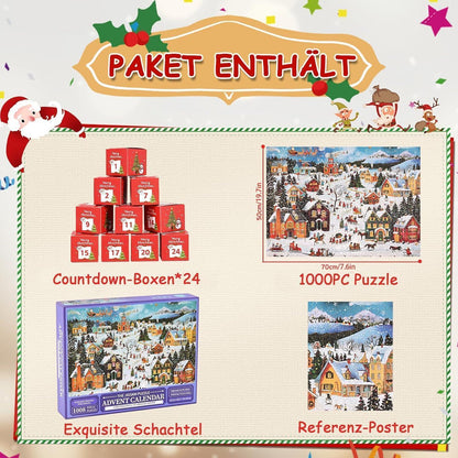 Adventskalender Puzzle 2026 Weihnachts Jigsaw 24 Boxen 1008