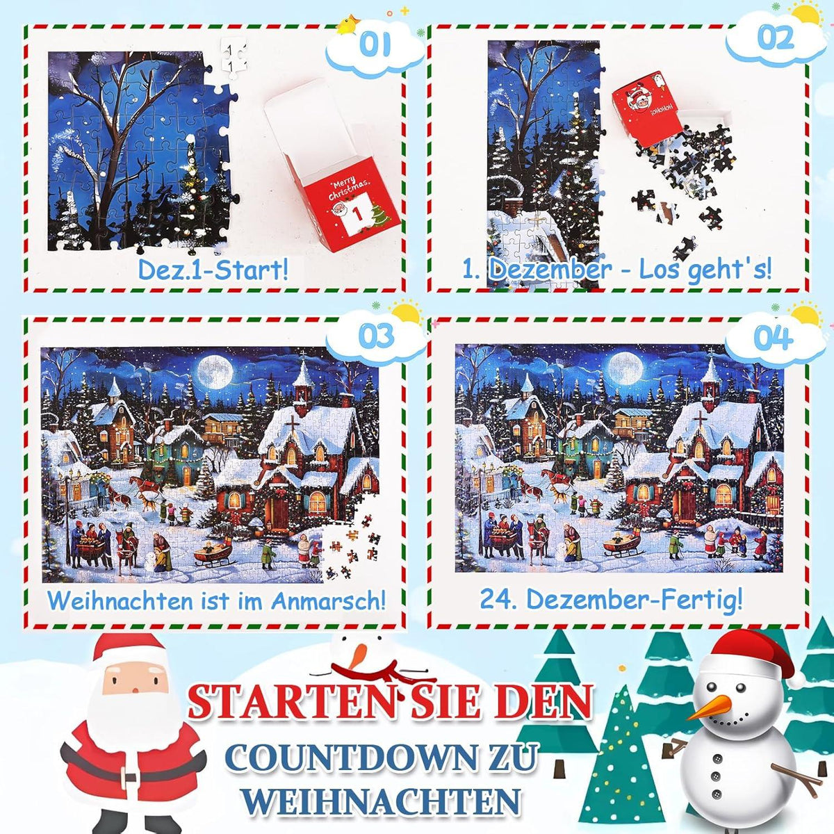 Adventskalender 2024 Puzzle für Erwachsene und Kinder 1008