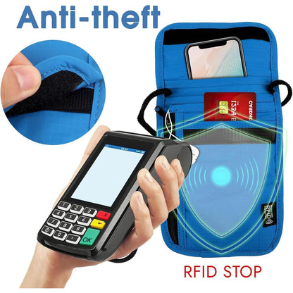 Brustbeutel mit RFID-Schutz, wasserdicht, blau