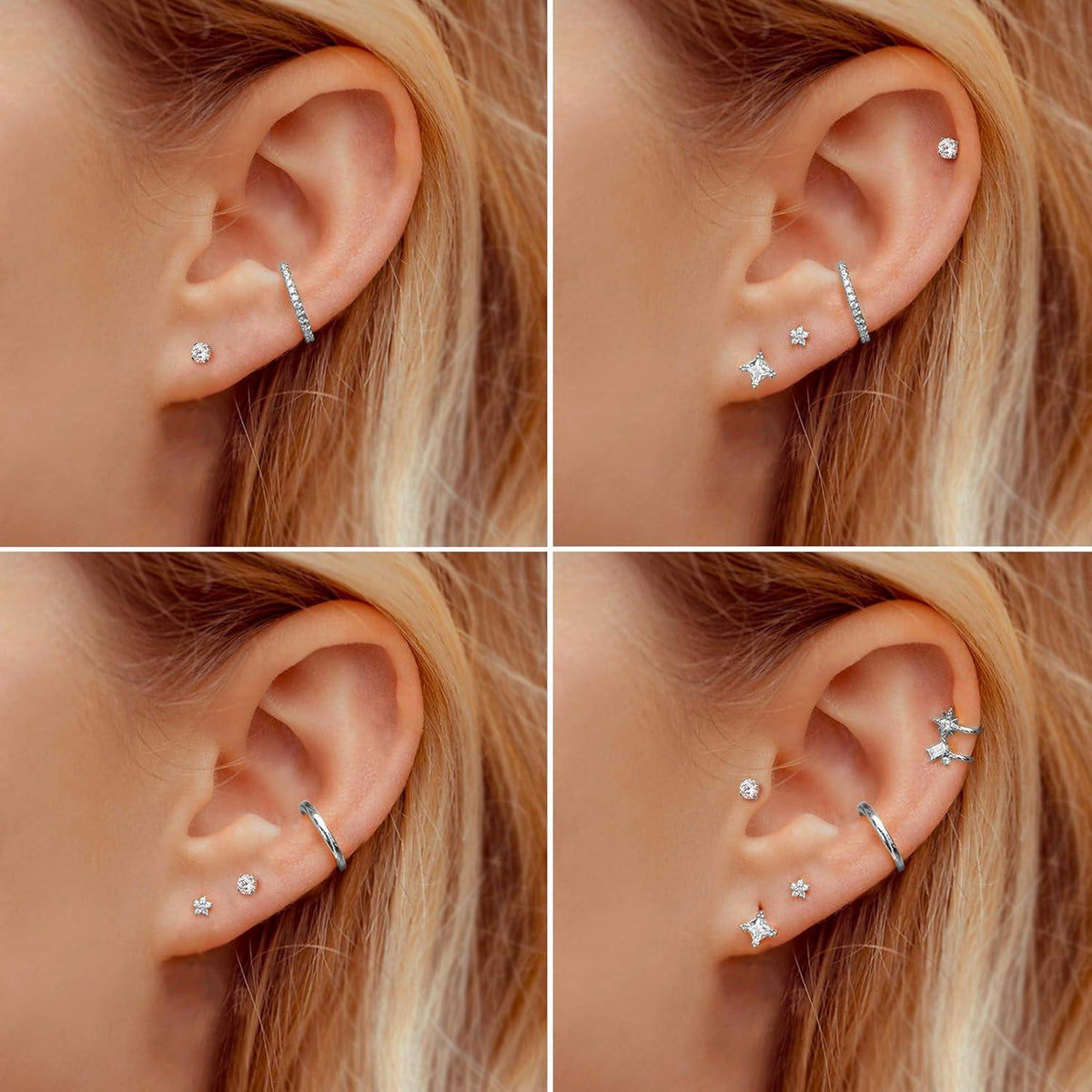 G23 Titan Piercing Set mit Innengewinde, Helix, Tragus, Lippen, Conch