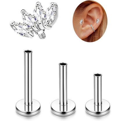 G23 Titan Helix Tragus Labret Piercing mit Innengewinde | Gold & Silber
