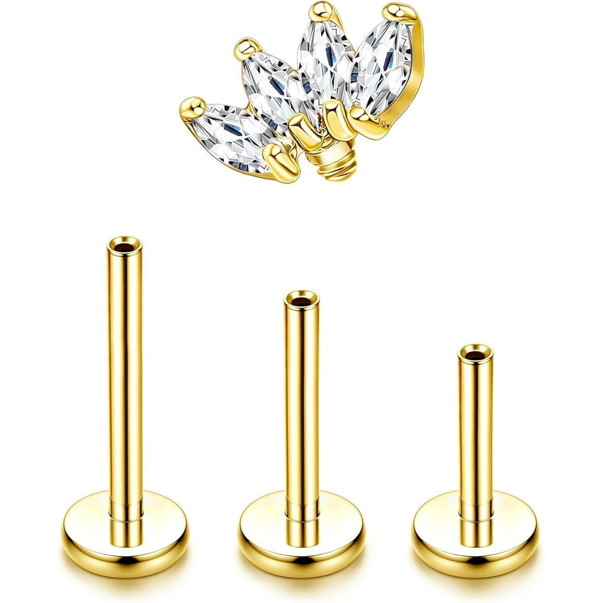 G23 Titan Helix Tragus Labret Piercing Innengewinde, Gold/Silber