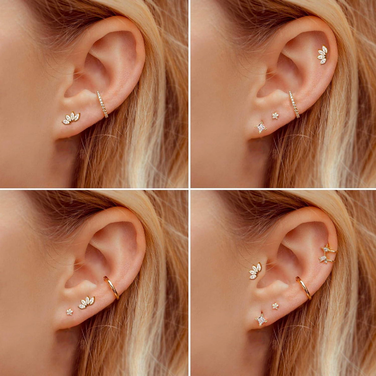 G23 Titan Helix Tragus Labret Piercing Innengewinde, Gold/Silber