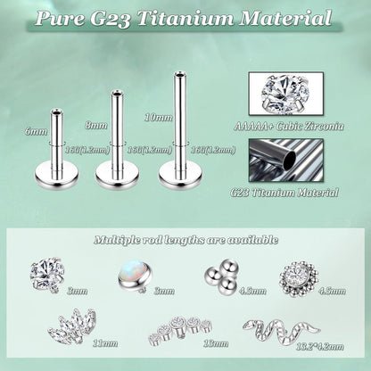 G23 Titan Helix Tragus Labret Piercing Innengewinde | Gold Silber