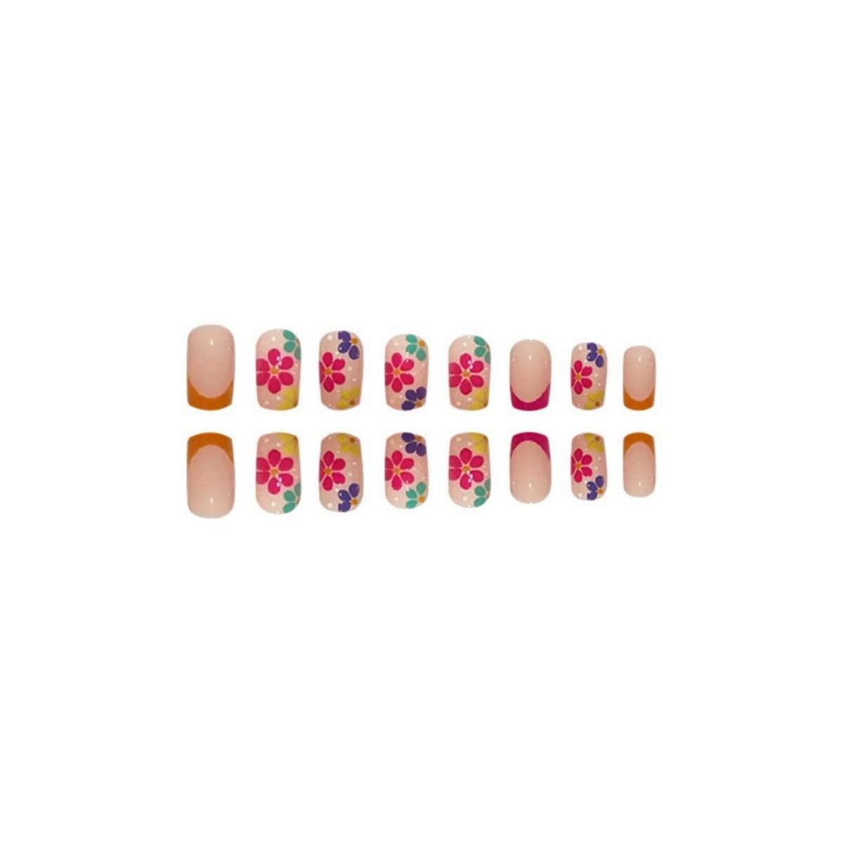 24 Stück Blumen Nägel Aufkleben Muster Glossy Fake Nails