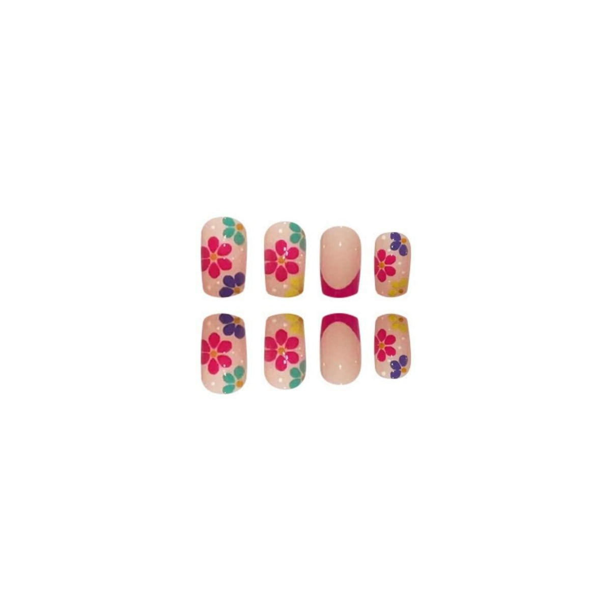 24 Stück Kurze Blumen Nägel Muster Press on Nails Eckig Glossy Fake Fingernägel