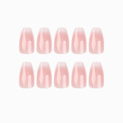 24 Stück Pink Sarg Nägel Mittelweiß Ballerina Press on Nails