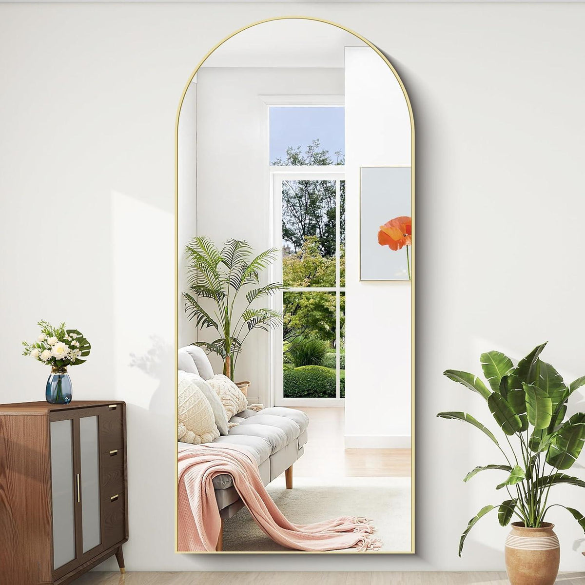 Ganzkörperspiegel Bogenförmig 192x85cm mit Goldrahmen – Stand- & Wandspiegel