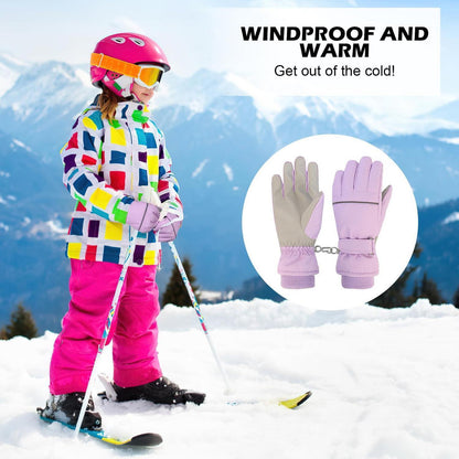 Kinder Skihandschuhe wasserdicht warm für Jungen Mädchen Violett XL