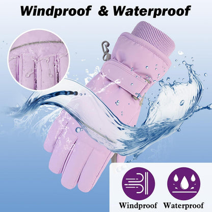 Kinder Skihandschuhe wasserdicht warm violett L
