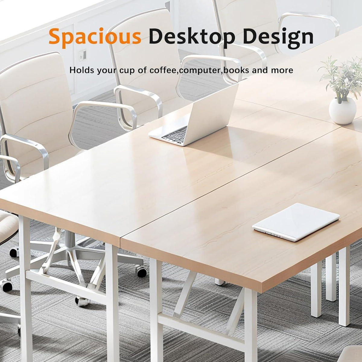 Klapptisch Schreibtisch Eiche-Weiß 100x60cm, platzsparend & montagefrei