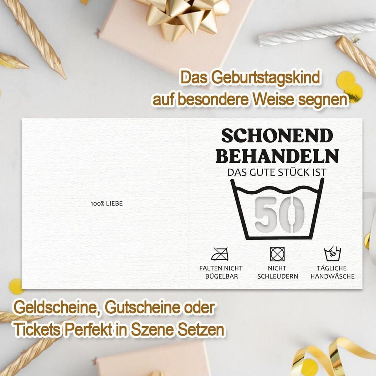 Geldgeschenk Geburtstag 50 mit Umschlag & Karte – Lustige Geschenkidee