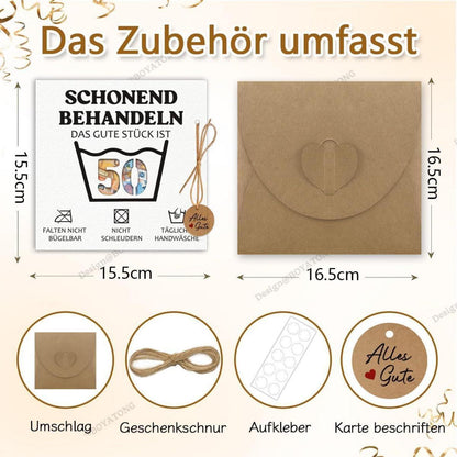 Geldgeschenk Geburtstag 50 mit Umschlag & Karte – Lustige Geschenkidee