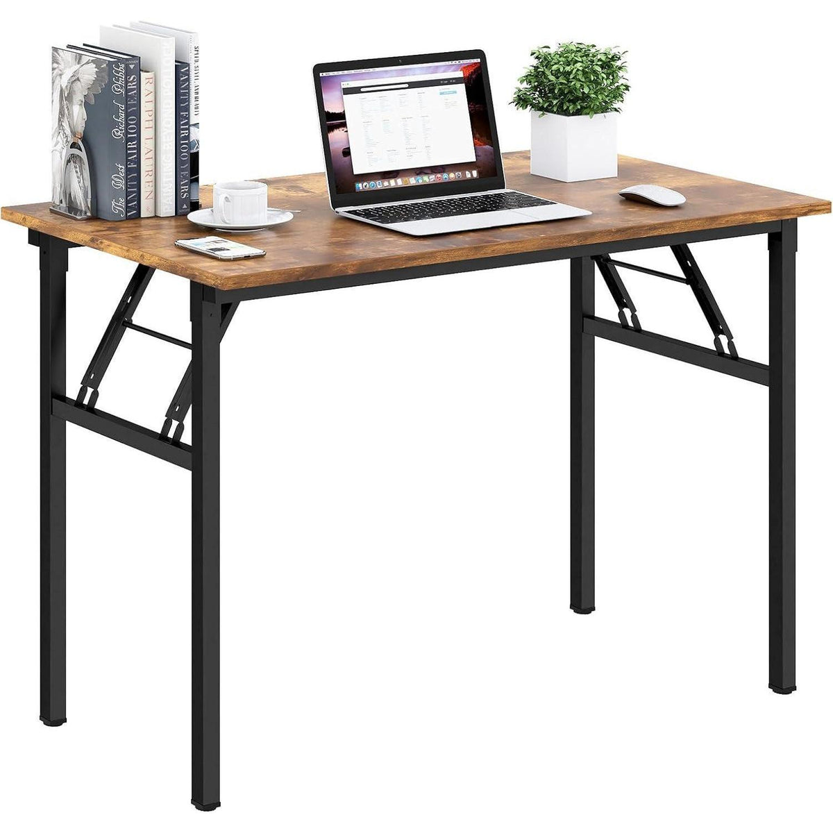 Klapptisch Schreibtisch Holz Vintage-Schwarz 100x60cm