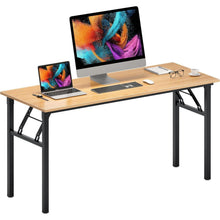 Klapptisch Schreibtisch Teak-Schwarz 120x60cm, platzsparend & wasserdicht