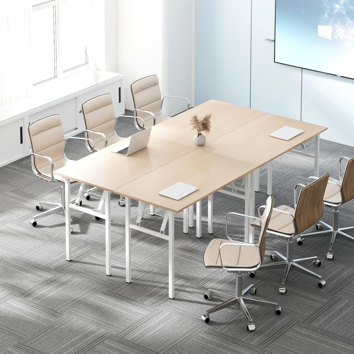 Klapptisch Schreibtisch Eiche-Weiß 80x40cm, platzsparend & montagfrei