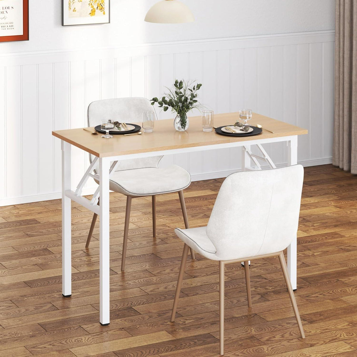Klapptisch Schreibtisch Eiche-Weiß 80x40cm, platzsparend & montagfrei