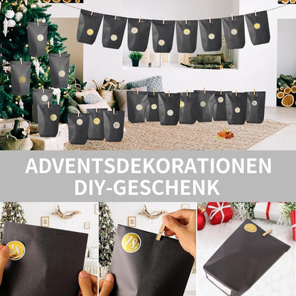 2026 Adventskalender mit Geschenktüten, Zahlenaufklebern und
