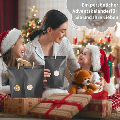 2026 Adventskalender mit Geschenktüten, Zahlenaufklebern und