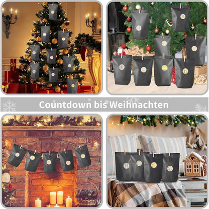 2026 Adventskalender mit Geschenktüten, Zahlenaufklebern und